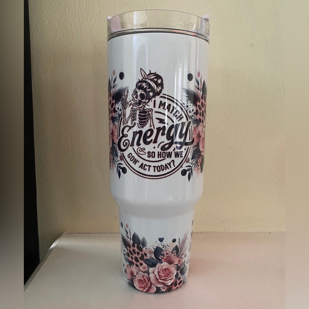 40 oz insulated sublimation tumbler with lid and straw